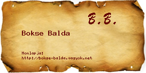 Bokse Balda névjegykártya